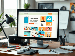 computer on the desk with a webpage opened